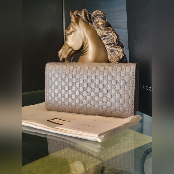 GUCCI Grey Microguccissima Leather Continental Wallet NWOT - Picture 4 of 12